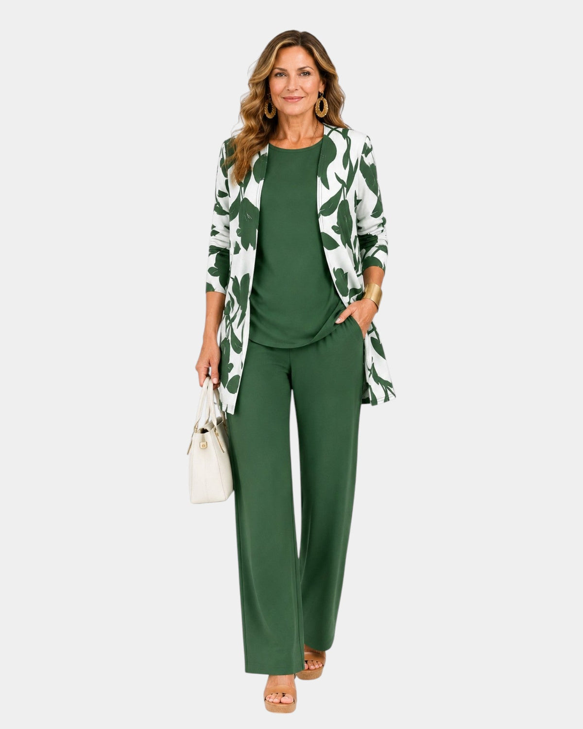 Dorothy | Three-Piece Set with Green Leaf Print