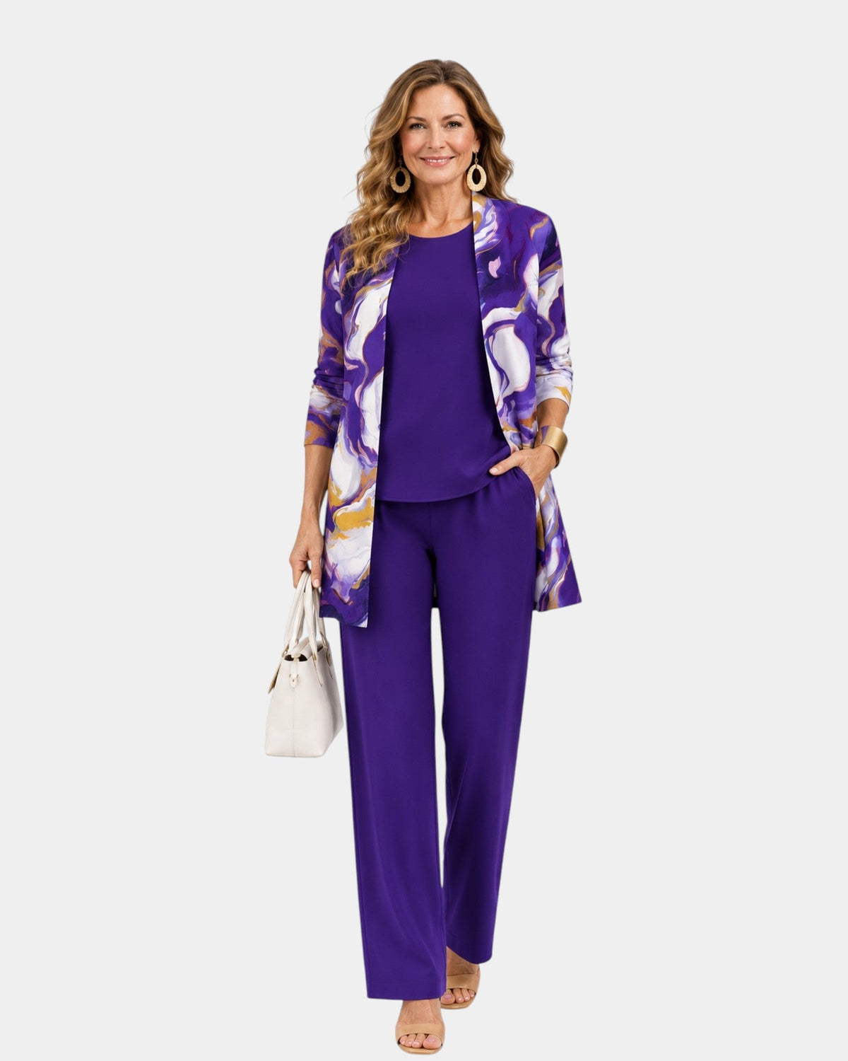 Edith | Three-Piece Purple Print Set