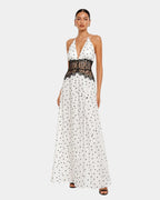 Pomeline | Maxi dress with polka dots and elegant lace