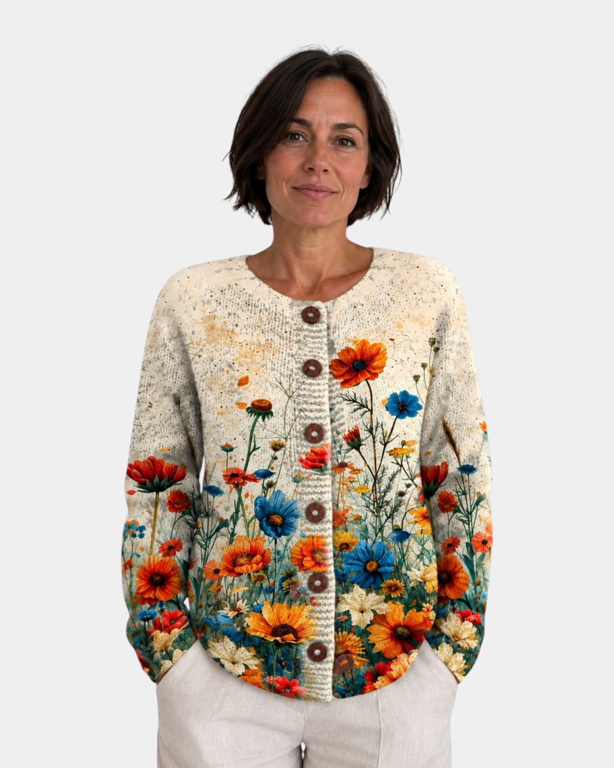 Tansy | Vintage Floral Print Knit Cardigan