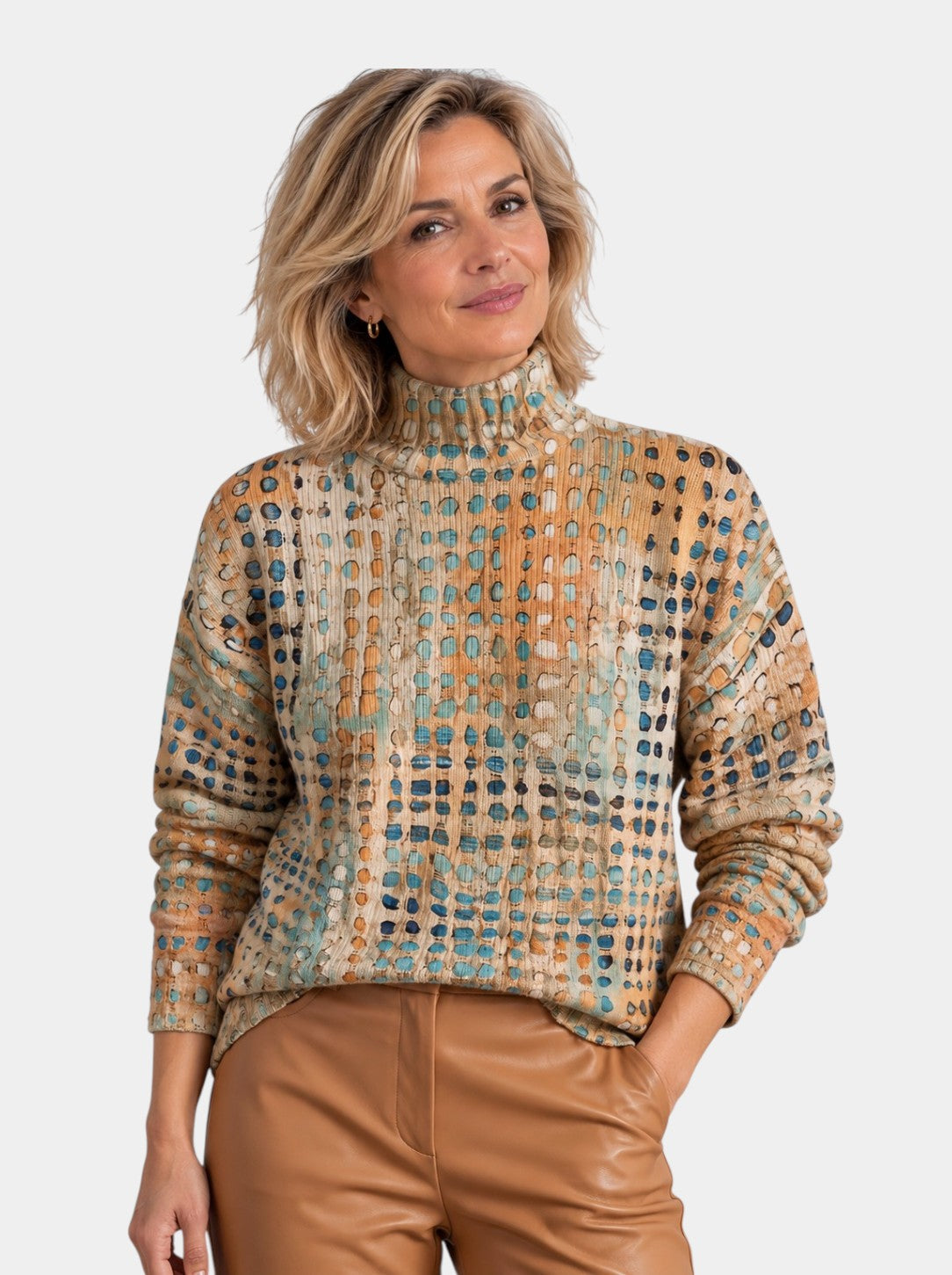 Iris | Artistic Printed Turtleneck