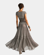 Emeline | Lace Top and Pleated Maxi Skirt Set