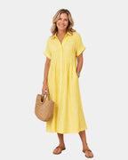 Odelette | Striped Midi Shirt Dress with Buttons