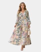 Seraphine | Short Sleeve Maxi Dress with V-Neck