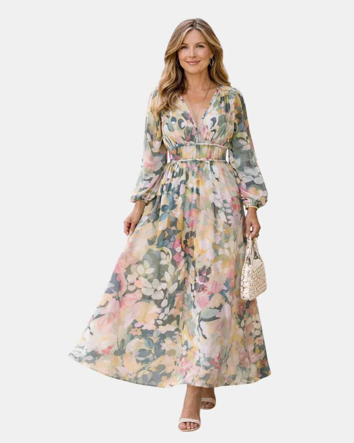 Seraphine | Short Sleeve Maxi Dress with V-Neck