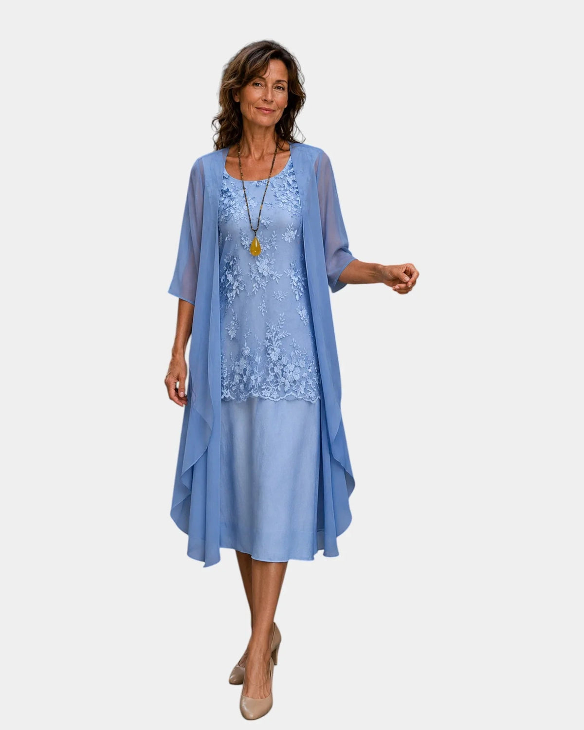 Mahélia | Elegant Chiffon Two-Piece Dress