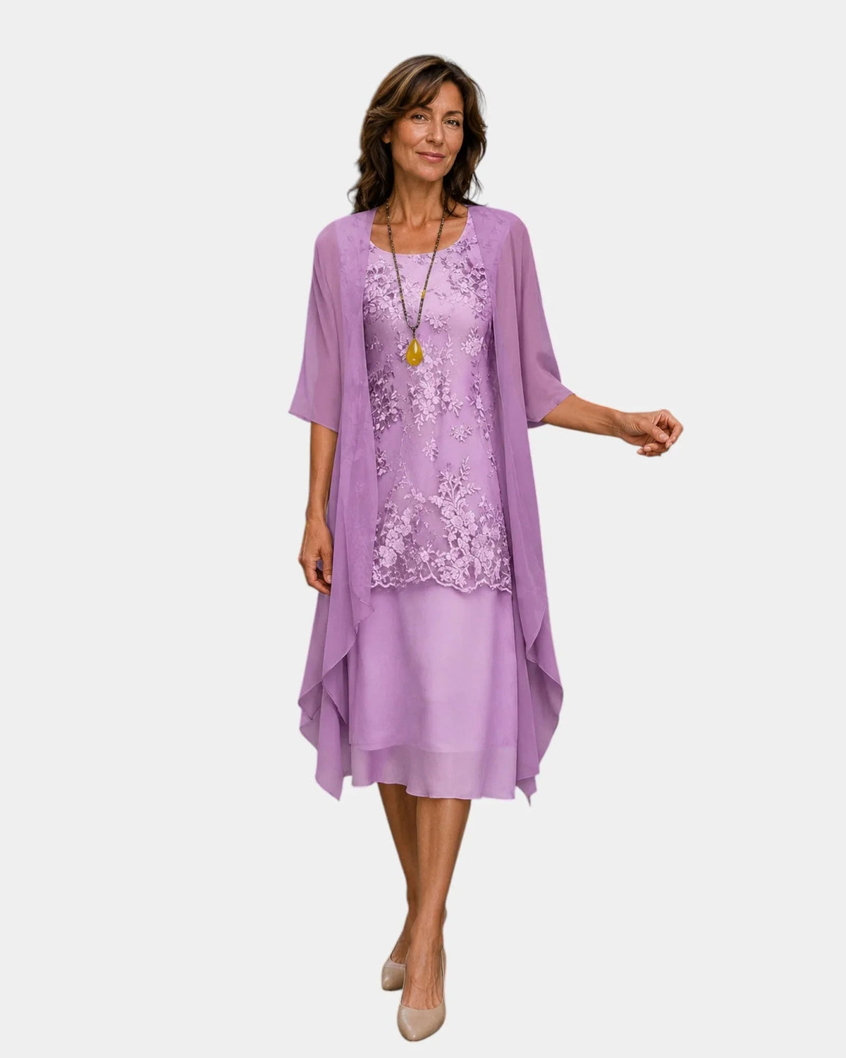Mahélia | Elegant Chiffon Two-Piece Dress