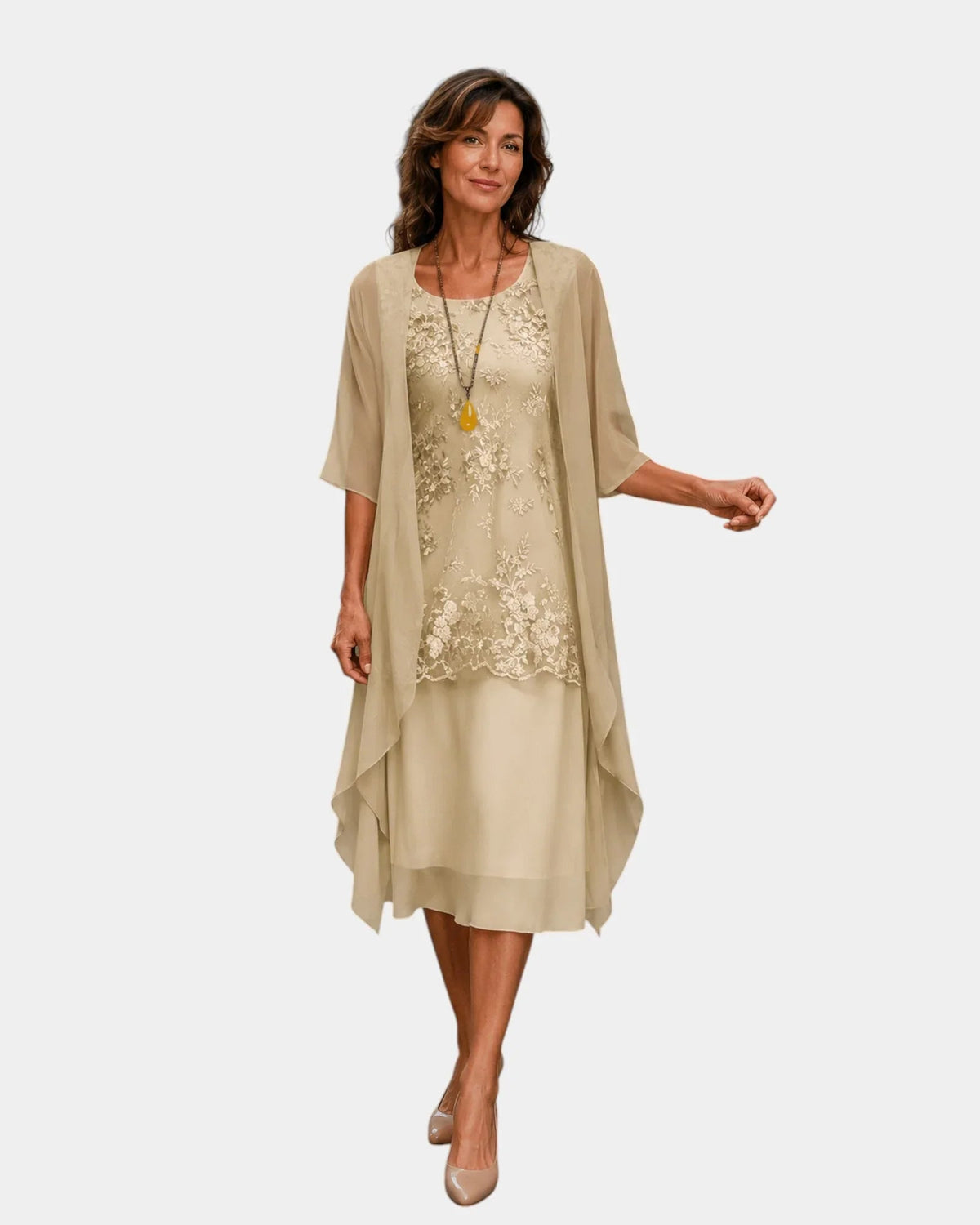 Mahélia | Elegant Chiffon Two-Piece Dress