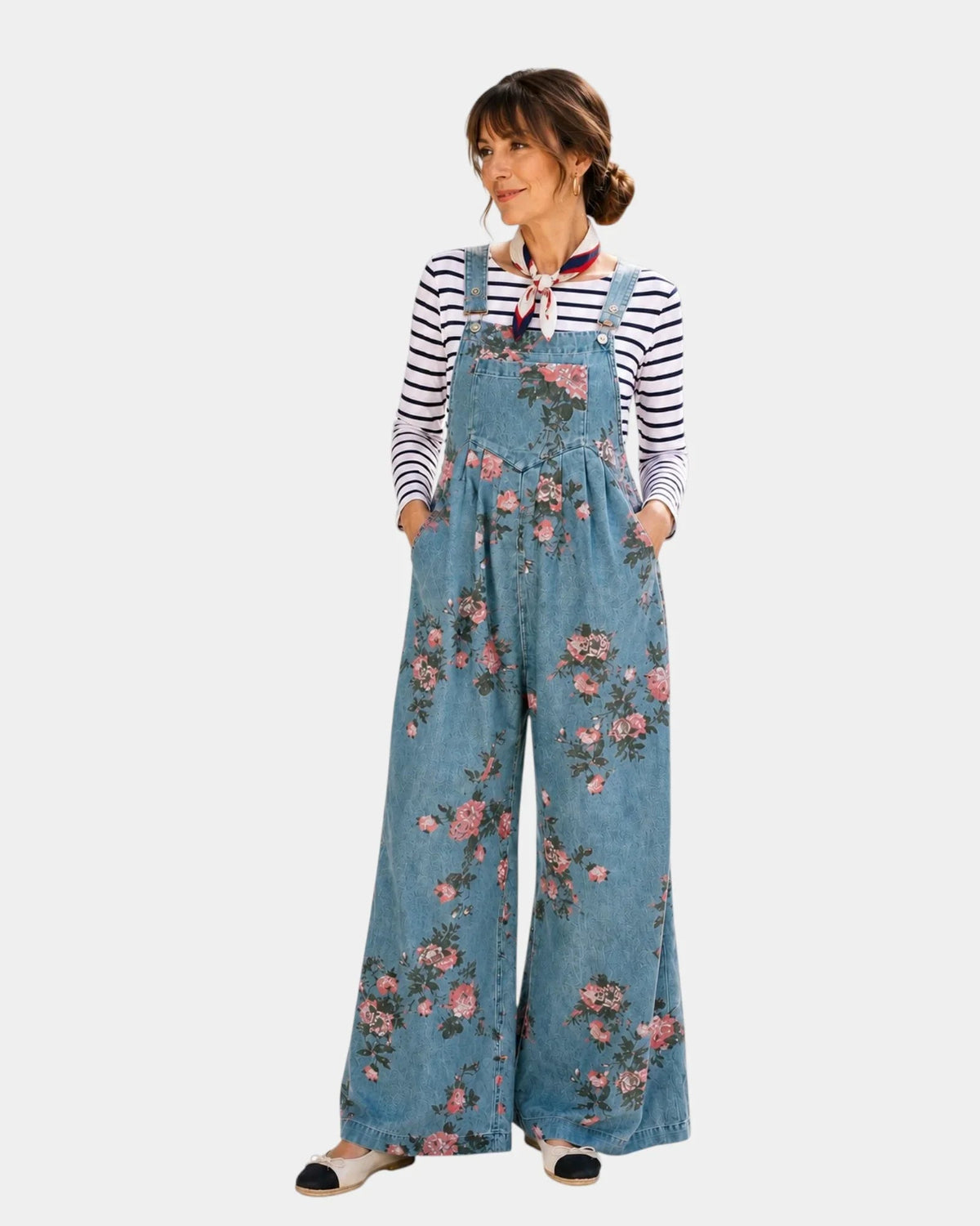 Norelle | Floral Printed Denim Overalls