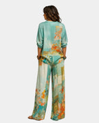Celidora | Elegant Floral Print Set with Wide Leg Pants