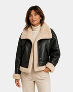 Brisélia | Faux leather bomber jacket