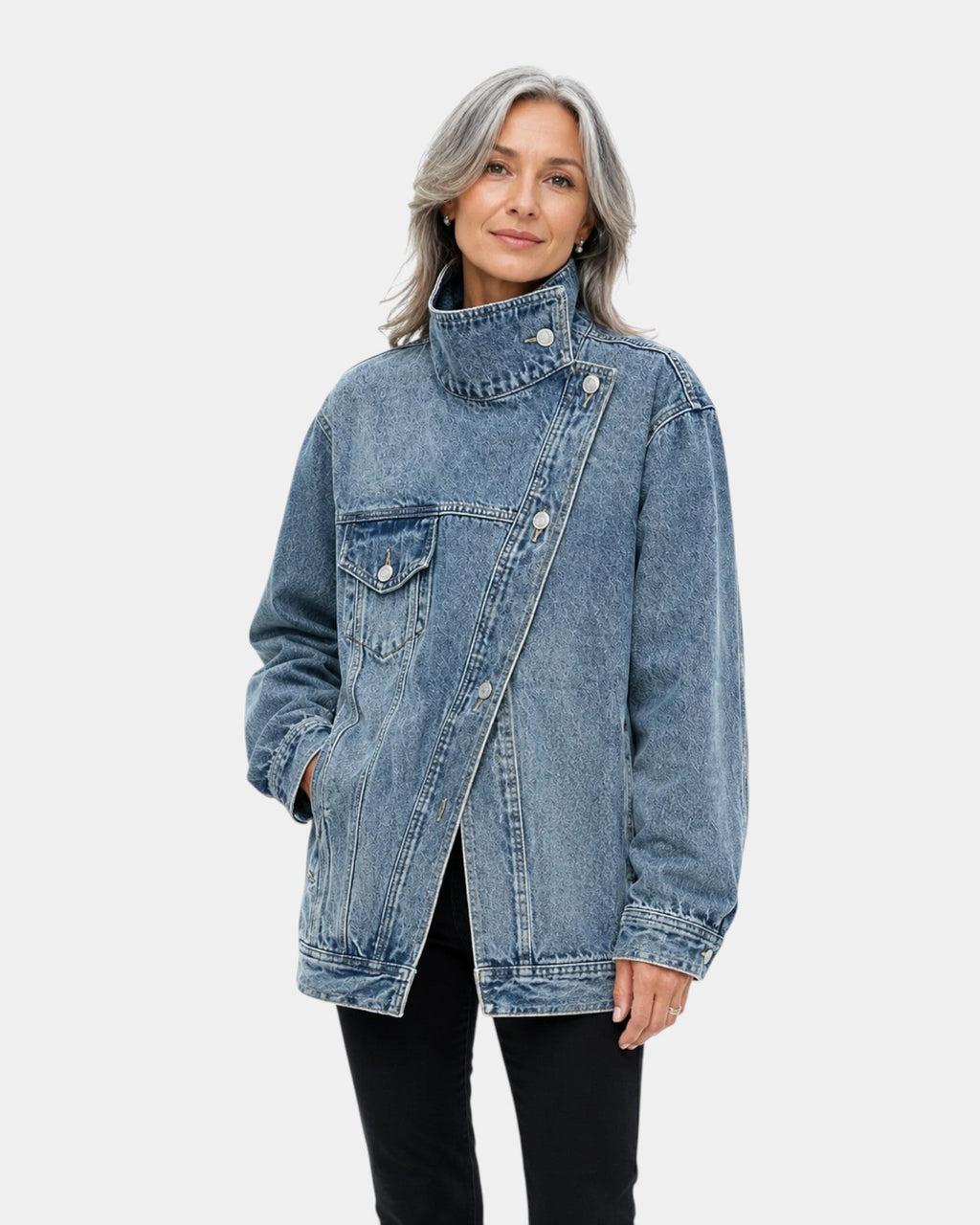 Lucie | Vintage Washed High Collar Jacket