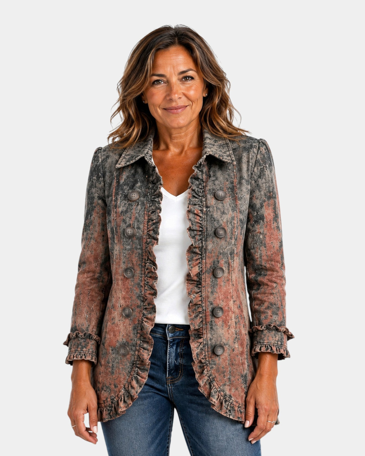Benita | Textured Ombre Jacket with Ruffles