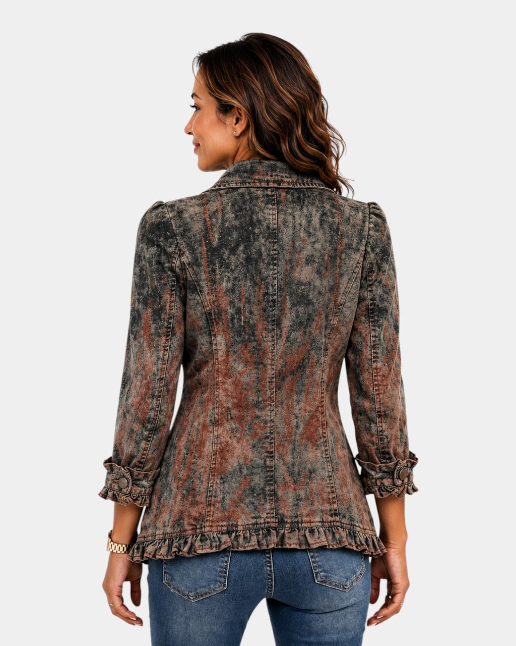 Benita | Textured Ombre Jacket with Ruffles