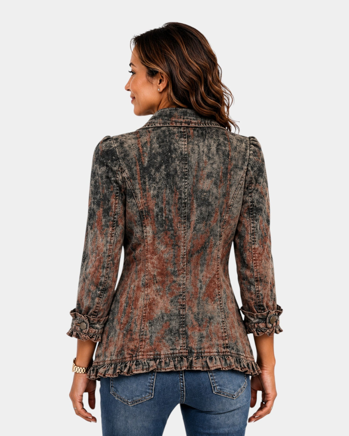 Benita | Textured Ombre Jacket with Ruffles