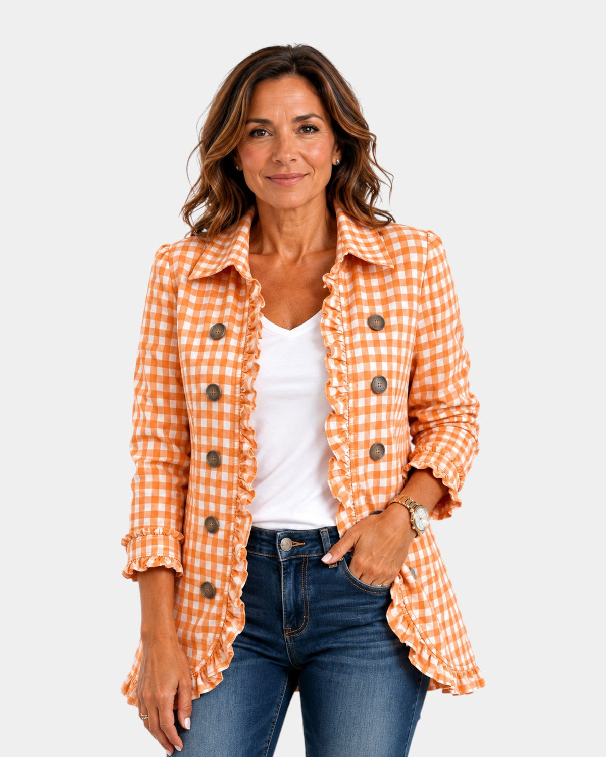 Purification | Vichy Checkered Jacket with Ruffles