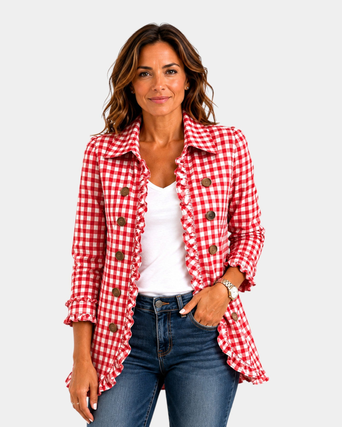 Purification | Vichy Checkered Jacket with Ruffles