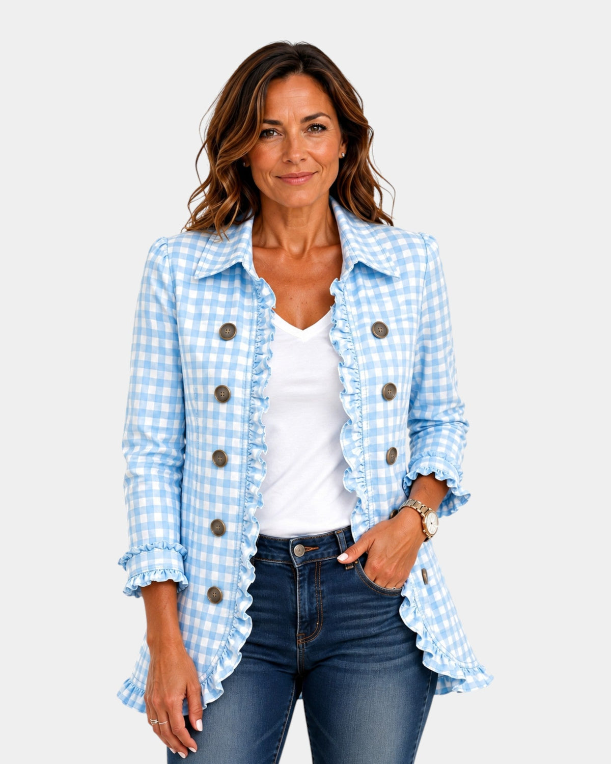 Purification | Vichy Checkered Jacket with Ruffles