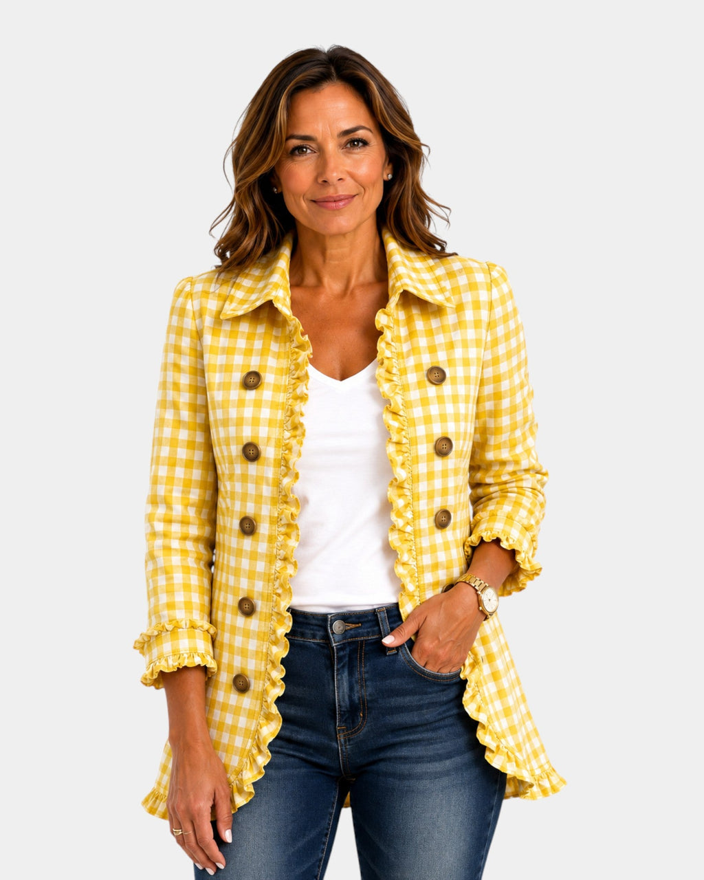 Purification | Vichy Checkered Jacket with Ruffles