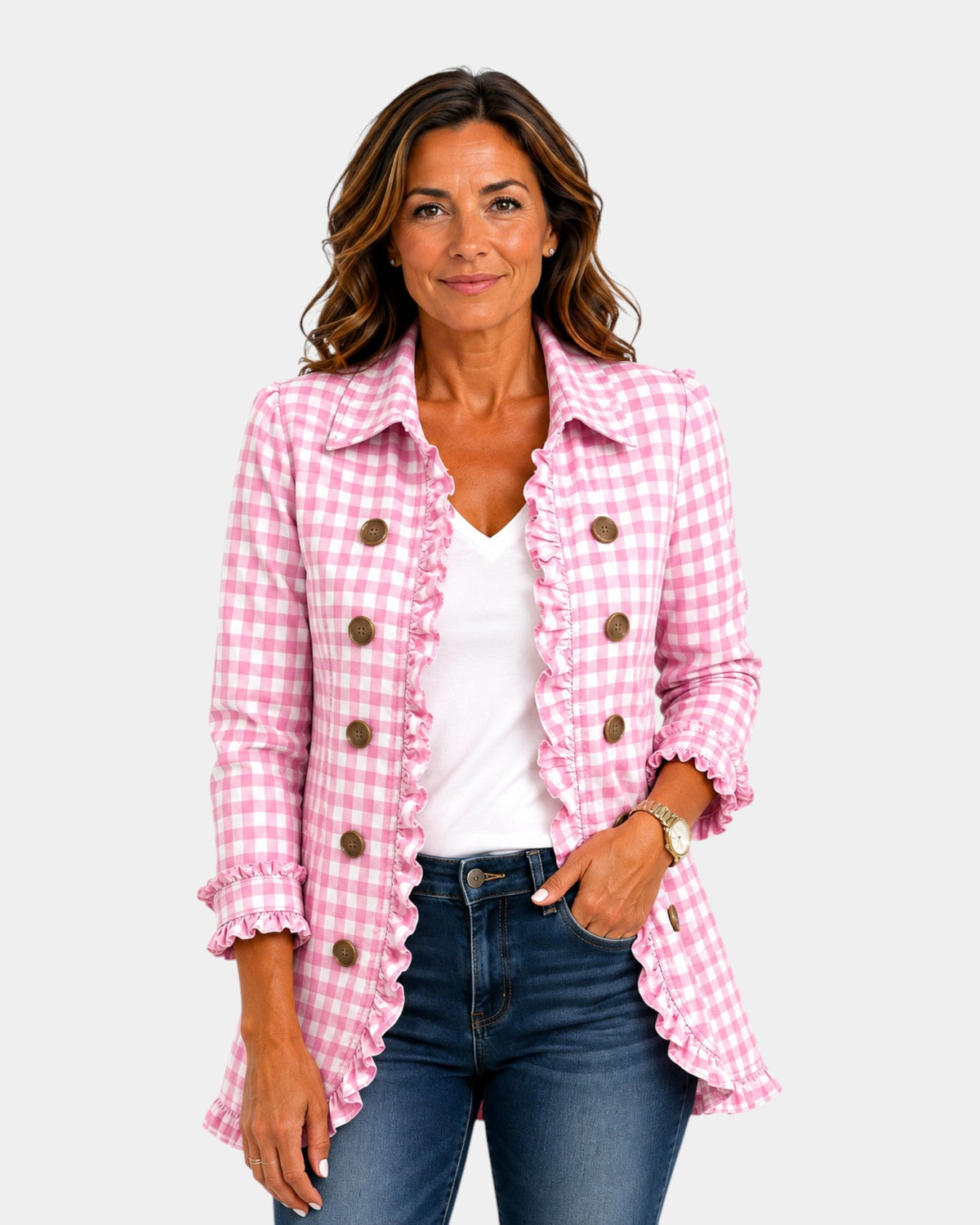 Purification | Vichy Checkered Jacket with Ruffles