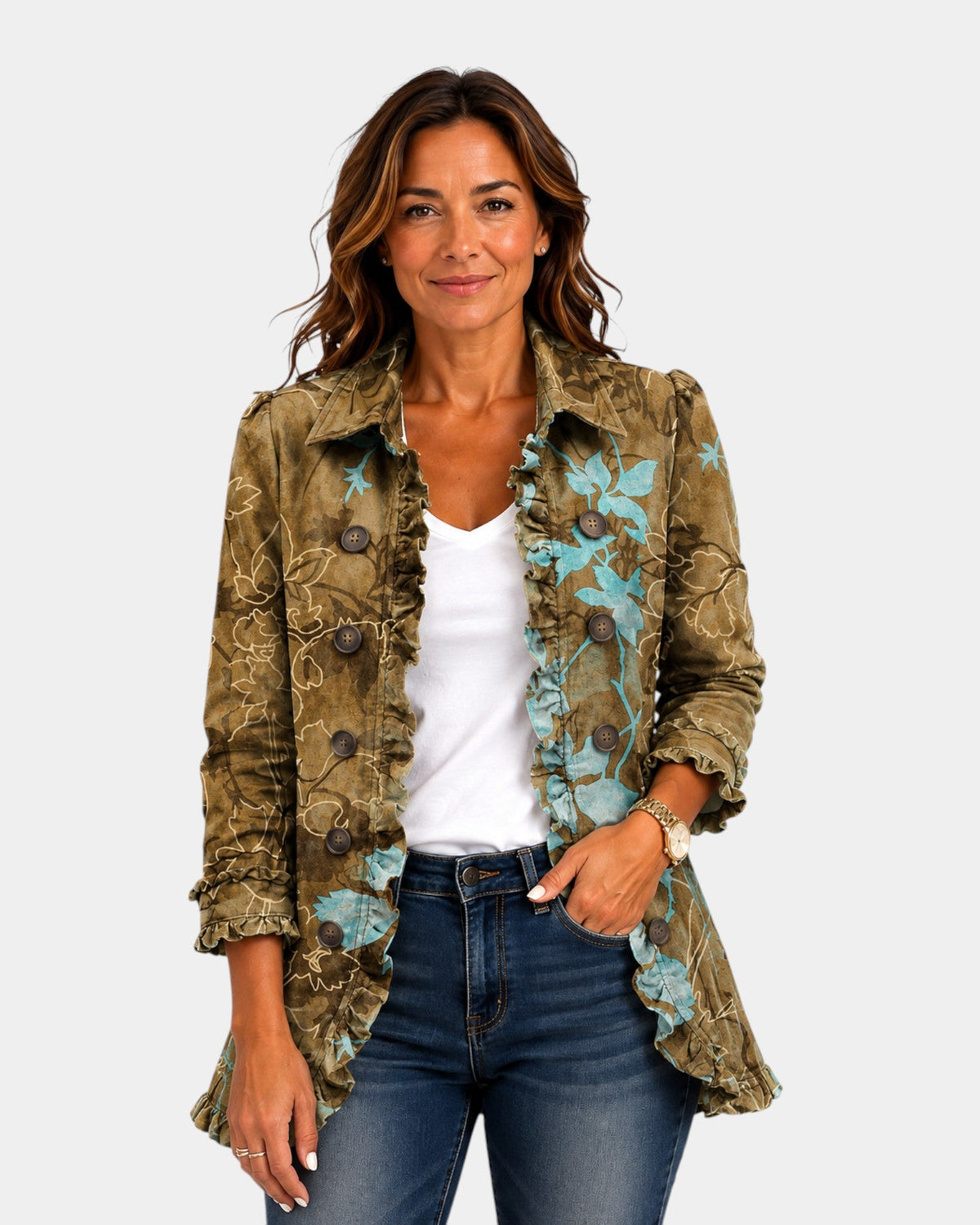 Health | Gradient Floral Jacket with Ruffles