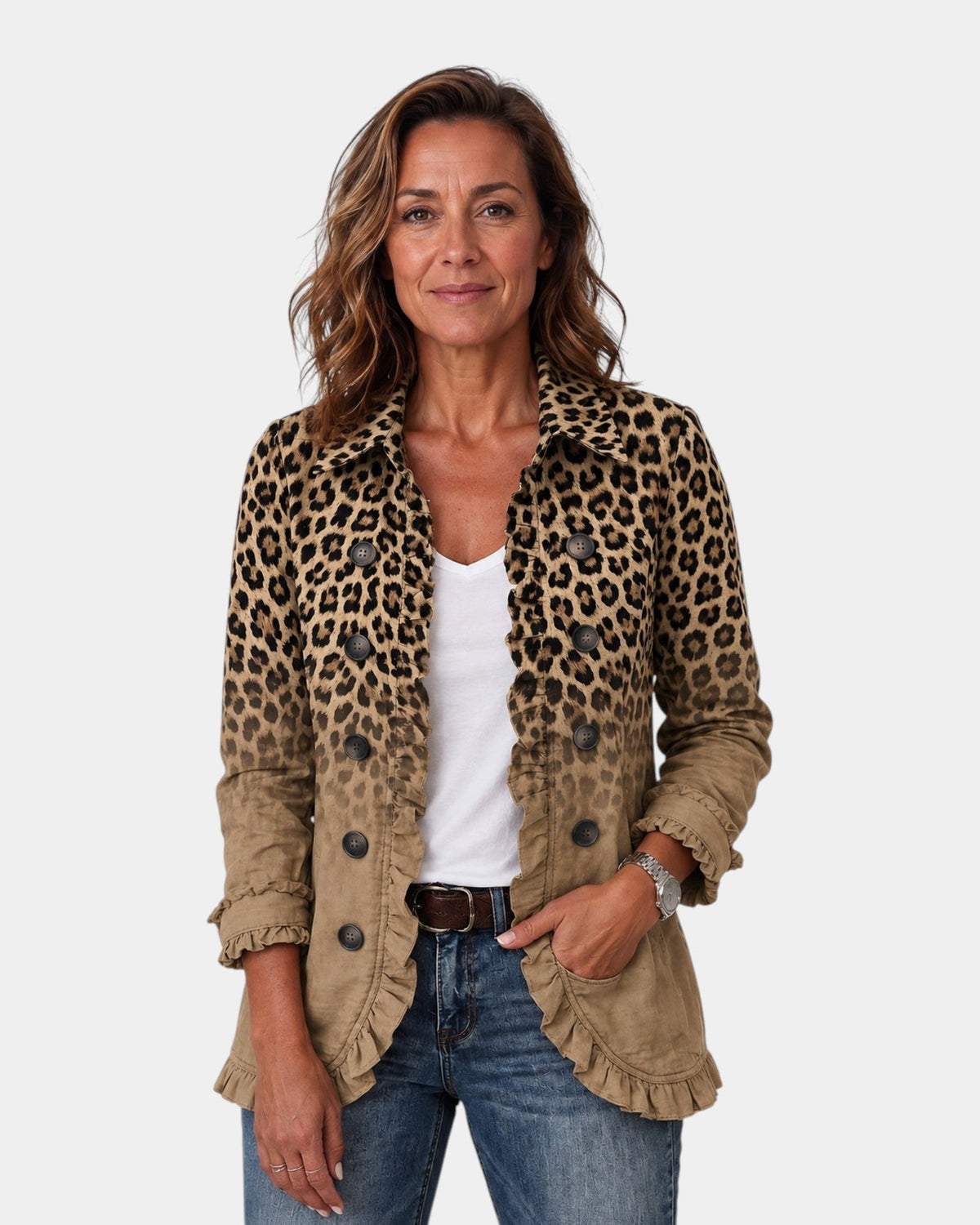 Angels | Gradient Leopard Jacket with Ruffles