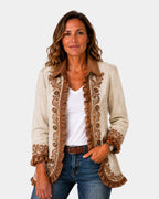 Almudena | Embroidered Floral Jacket with Ruffles