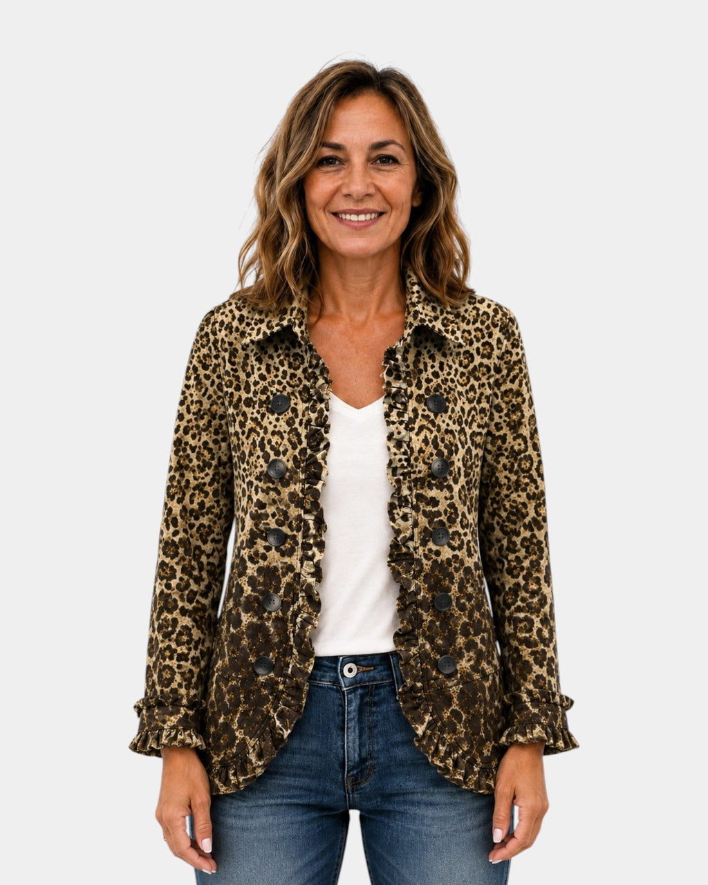 Nazareth | Leopard Print Jacket with Ruffles