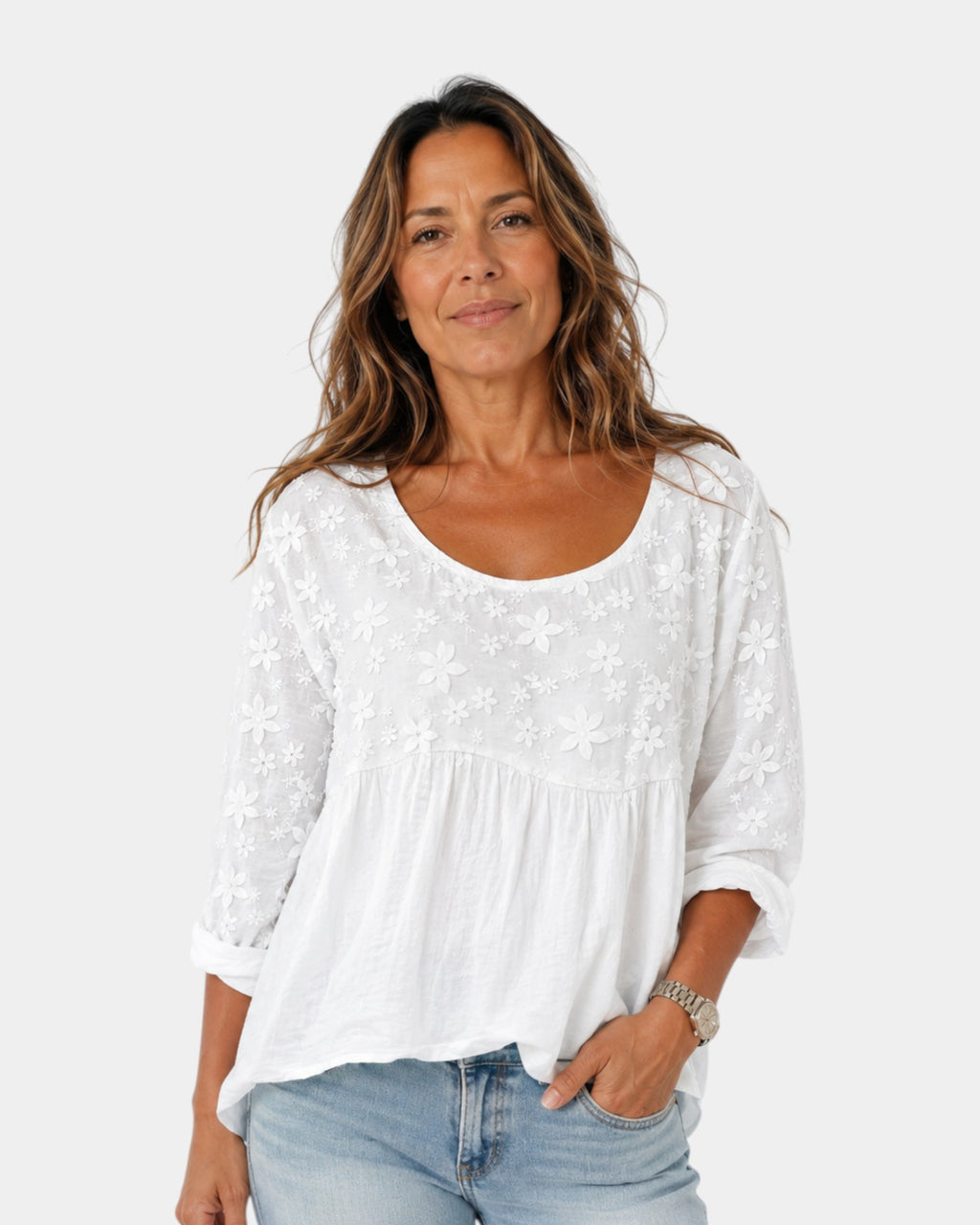 Laure | Embroidered Flower Blouse