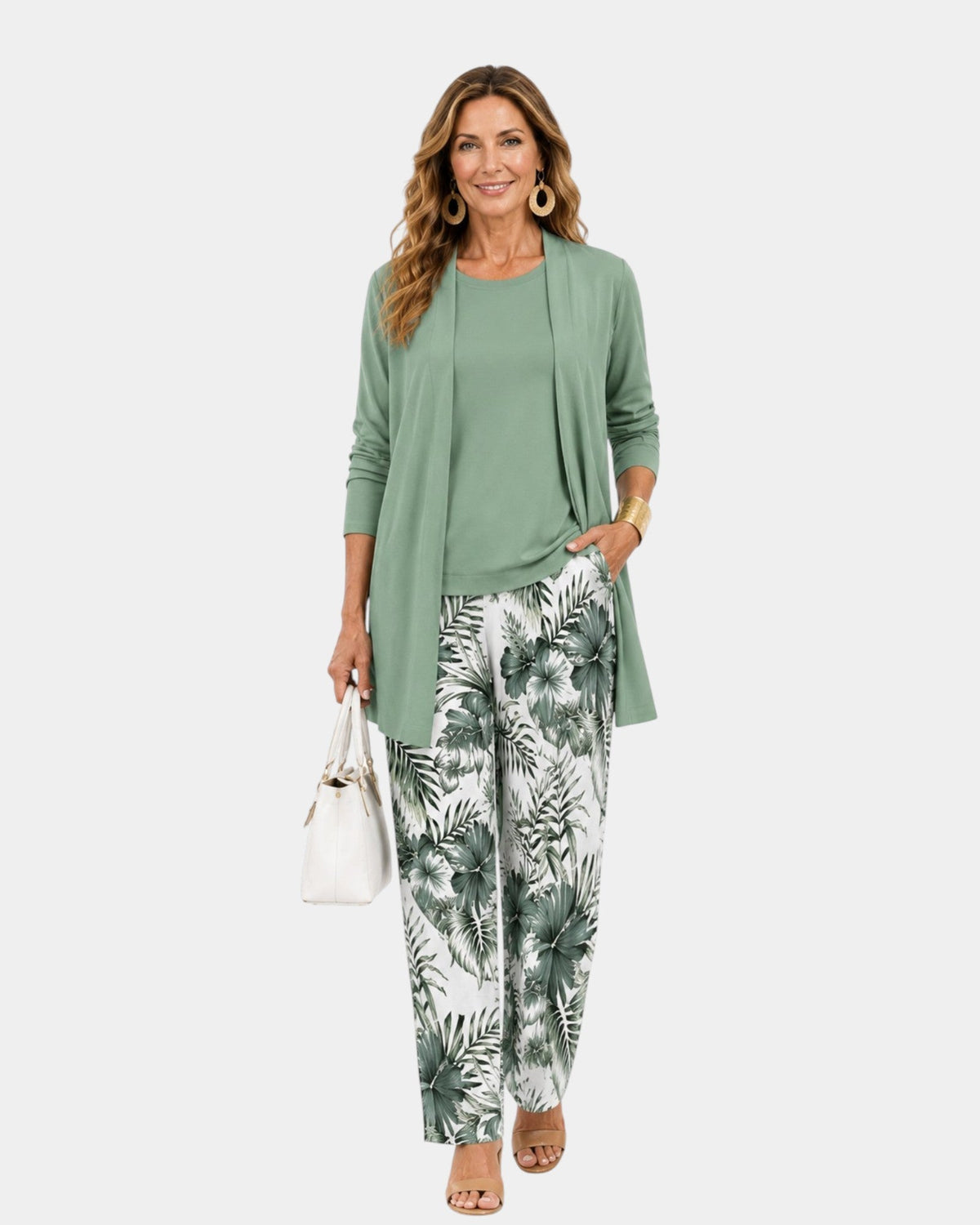 Frances | Three-Piece Sage Palm Print Set
