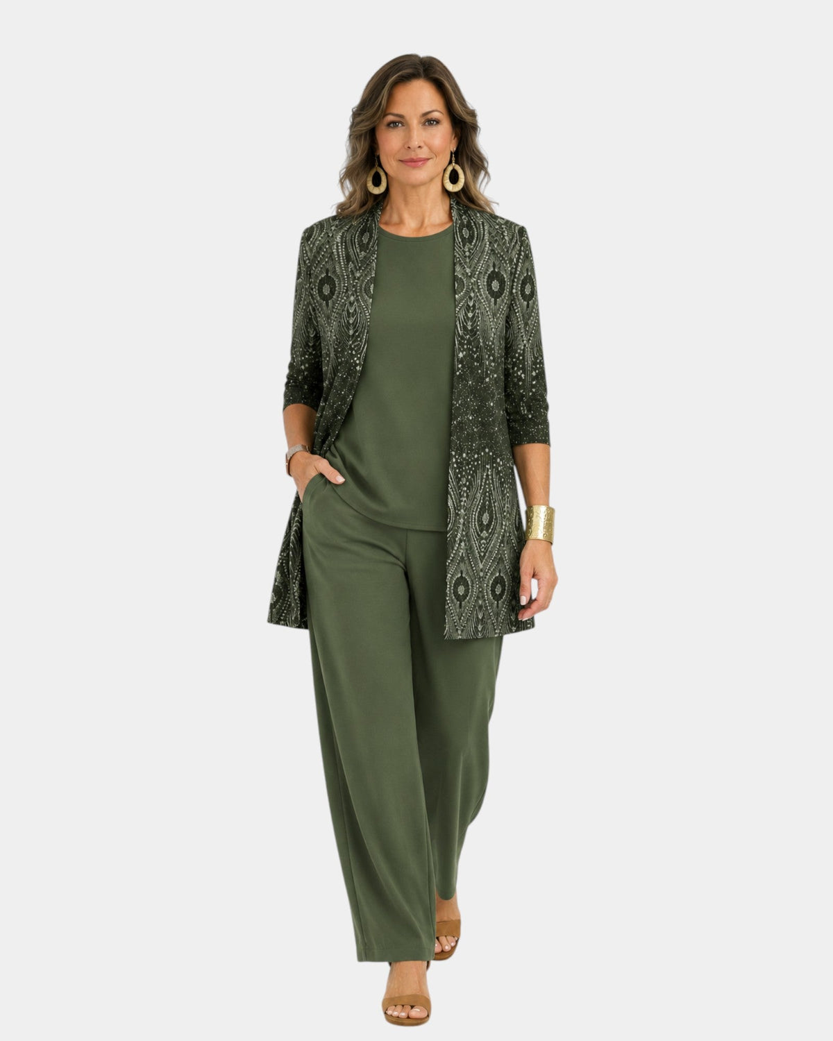 Iris | Three-Piece Olive Paisley Set