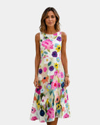 Vanina | Sleeveless Midi Dress with Floral Print
