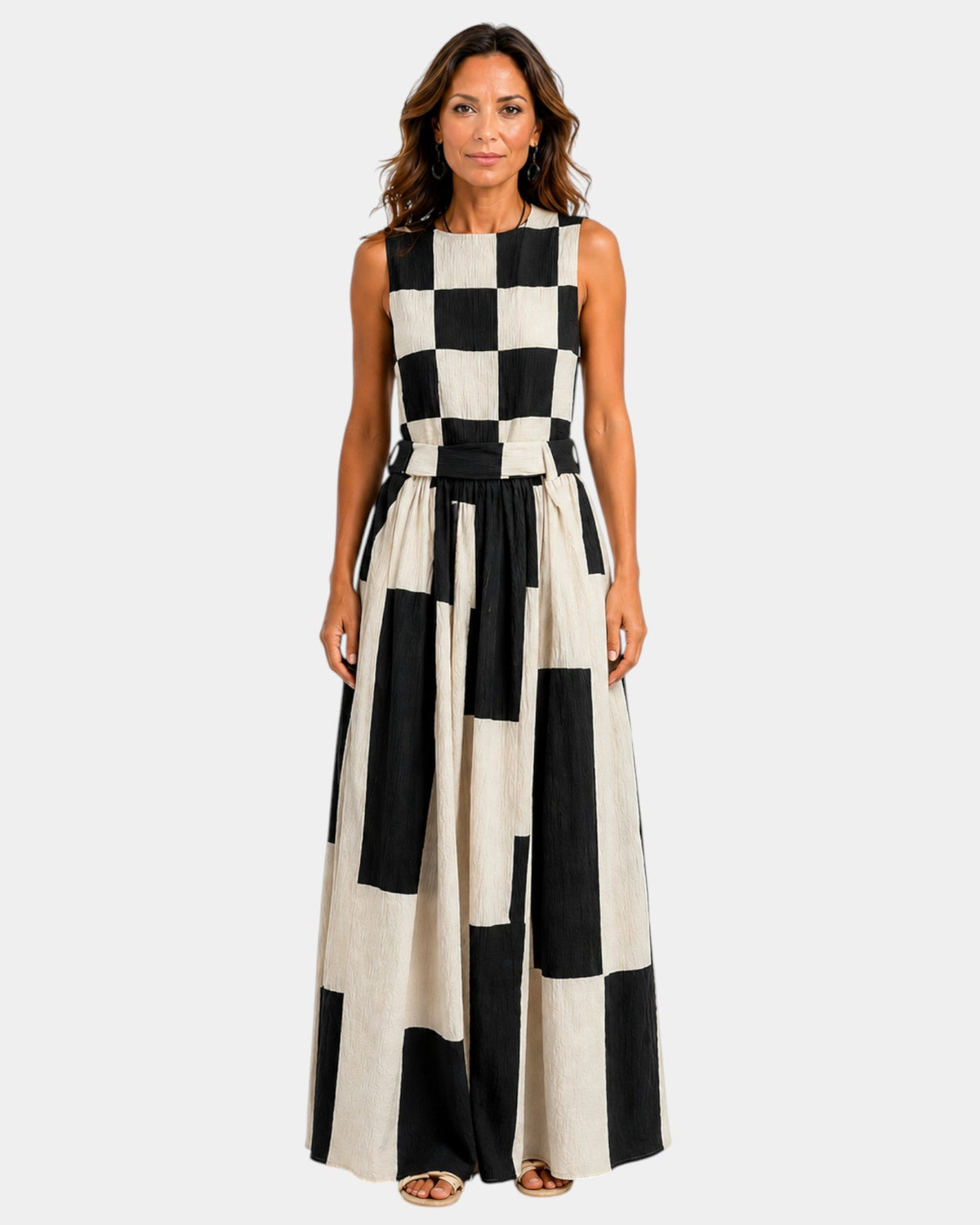 Angelica | Sleeveless Checkered Dress