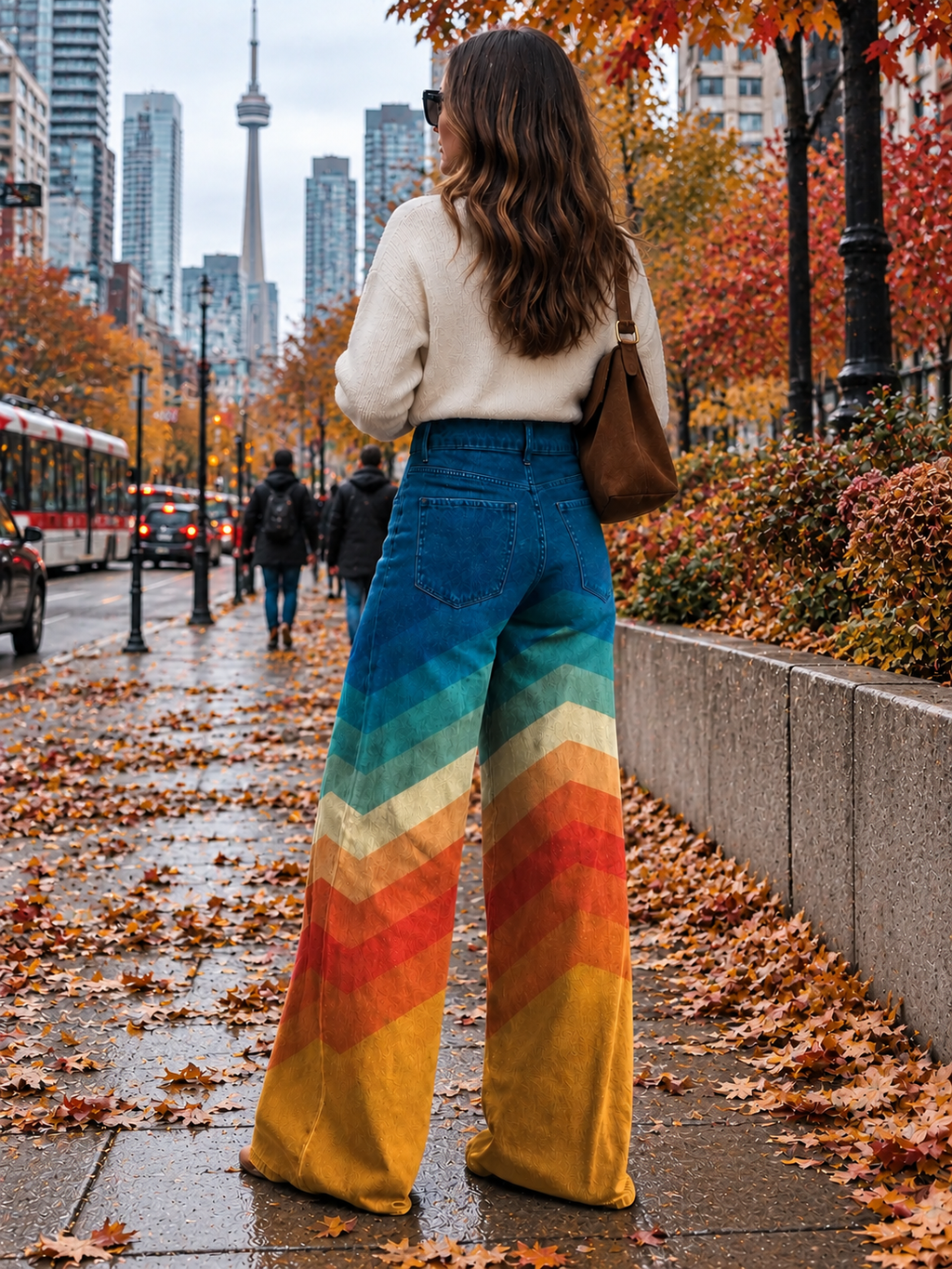 Flavie | Elegant Retro Zigzag Pants