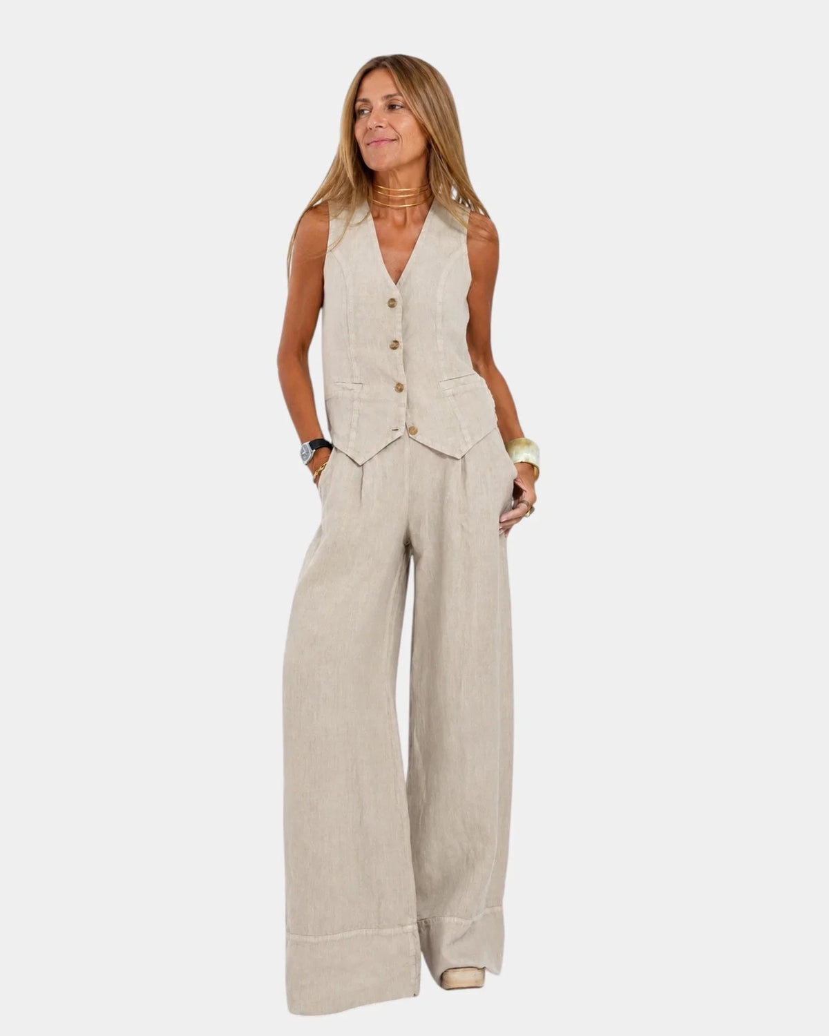 Assia | Sleeveless Vest and Pants Set