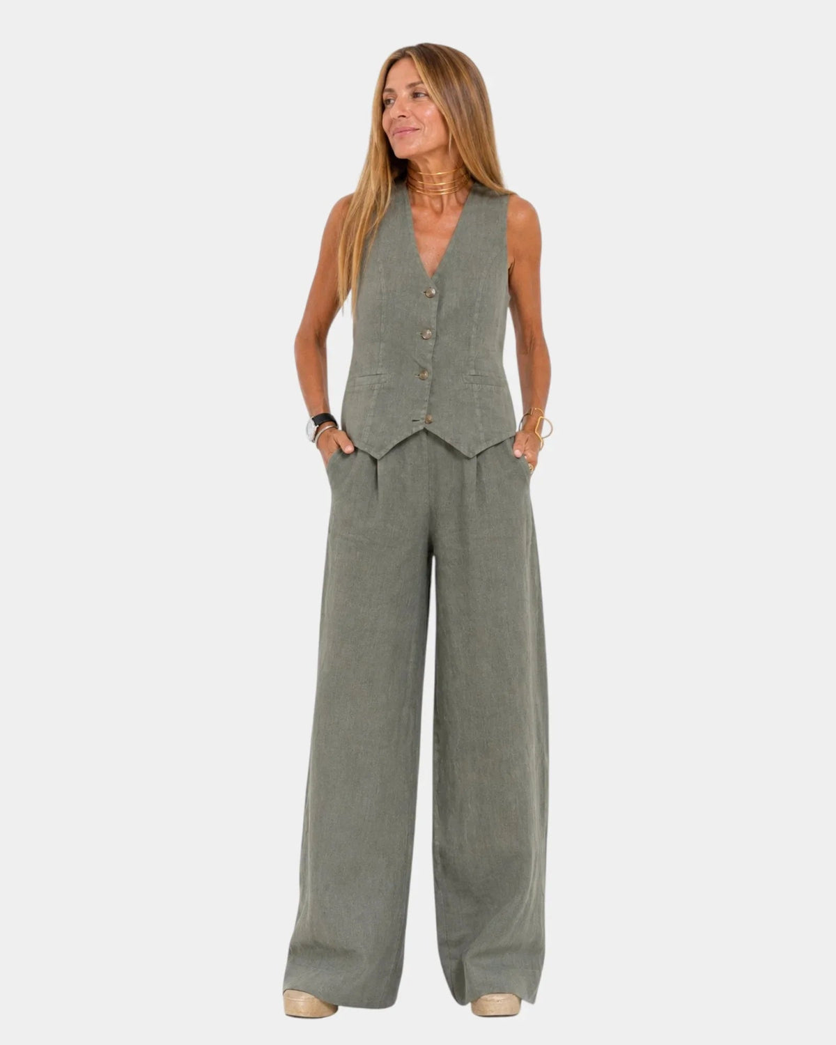 Assia | Sleeveless Vest and Pants Set