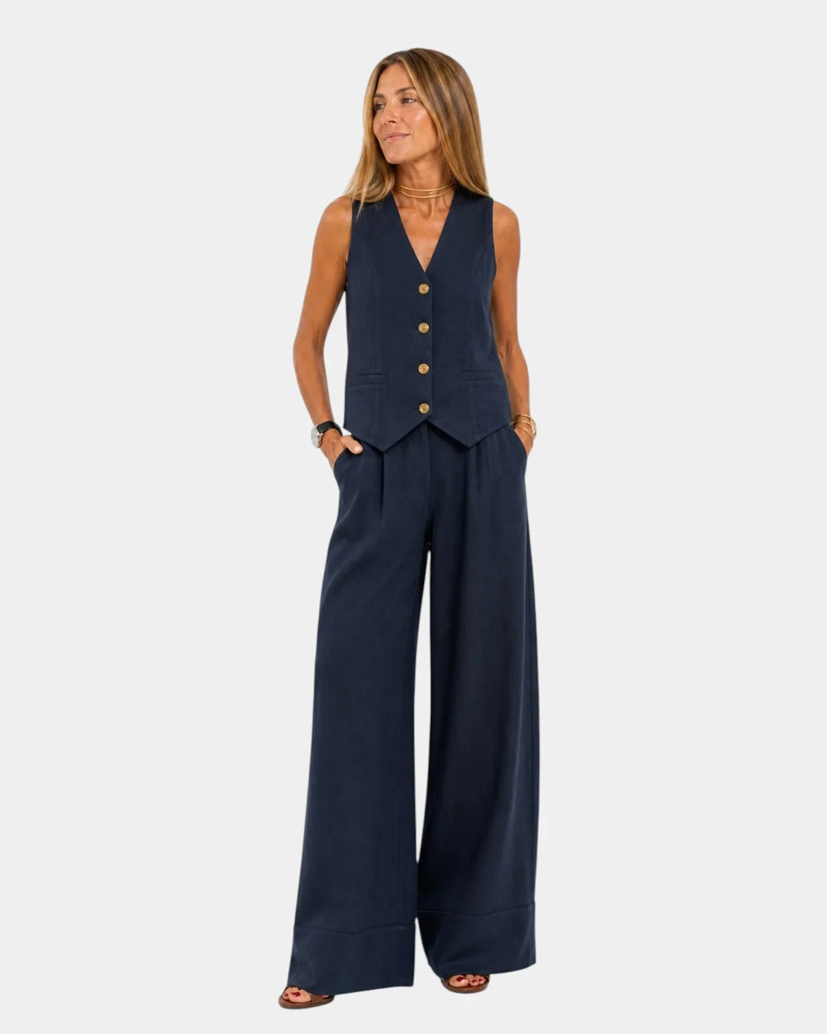 Assia | Sleeveless Vest and Pants Set