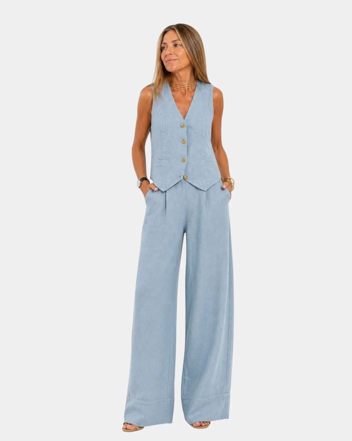 Assia | Sleeveless Vest and Pants Set