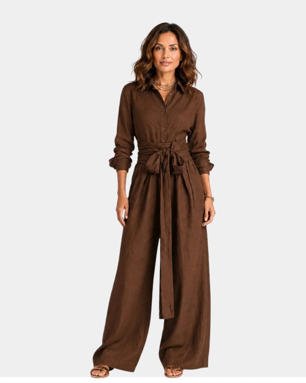 Cybèle | Elegant Long Sleeve Jumpsuit with Belt