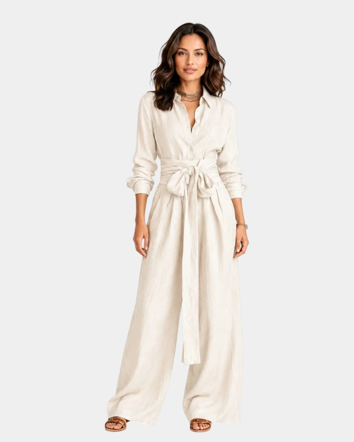 Cybèle | Elegant Long Sleeve Jumpsuit with Belt