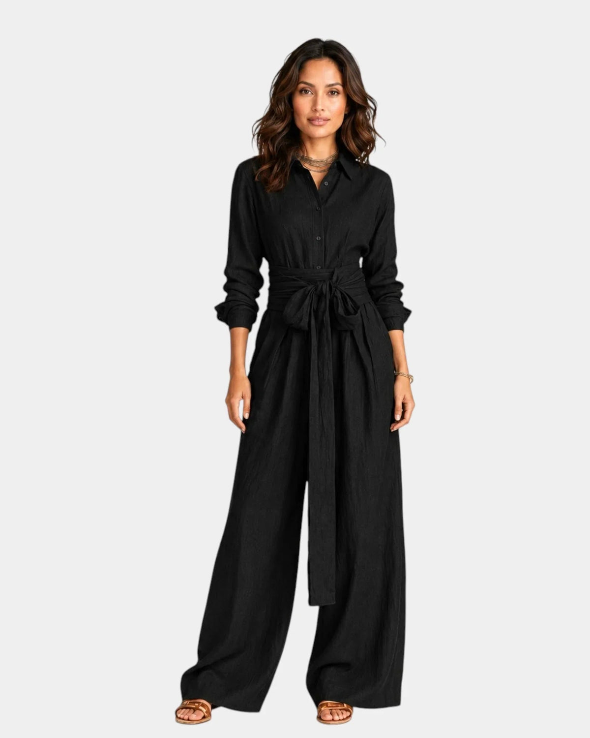 Cybèle | Elegant Long Sleeve Jumpsuit with Belt