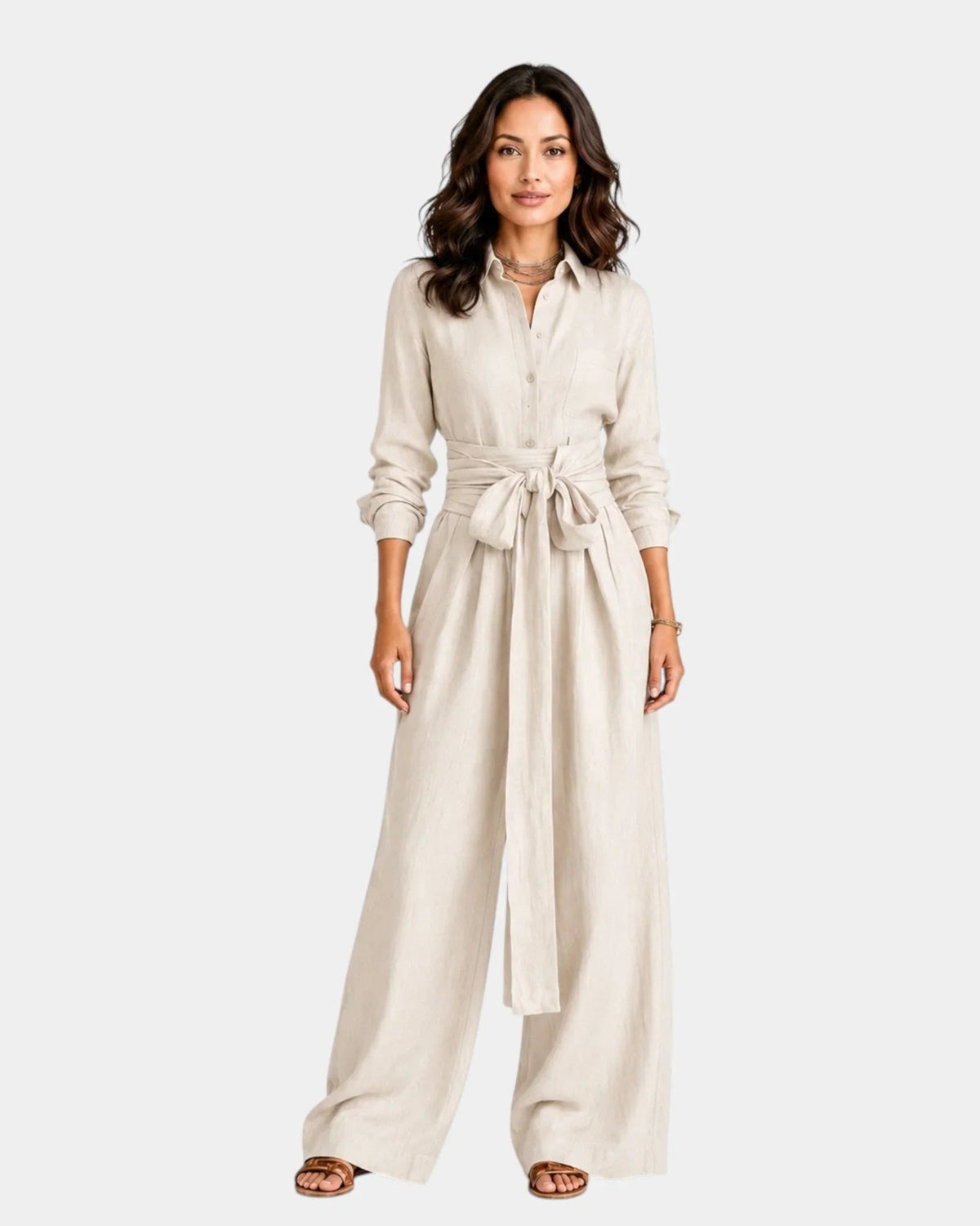 Cybèle | Elegant Long Sleeve Jumpsuit with Belt