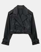 Aigline | Short Faux Leather Trench Coat
