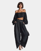 Cíntia | Off-Shoulder Set with Wide Pants