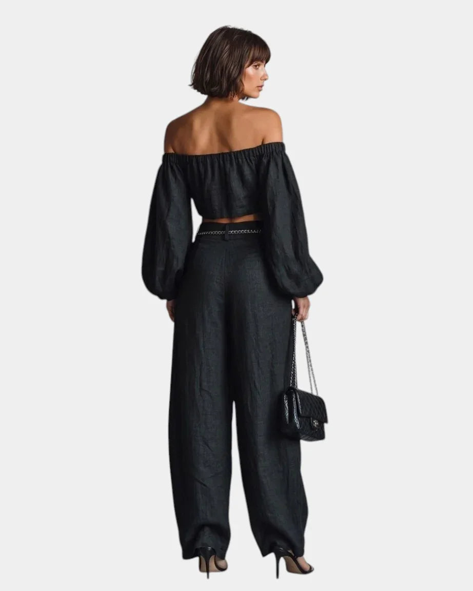 Cíntia | Off-Shoulder Set with Wide Pants
