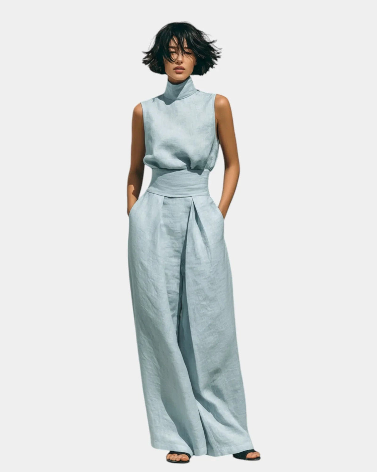 Falyne | Minimalist Tank Top and Wide Leg Pants Set