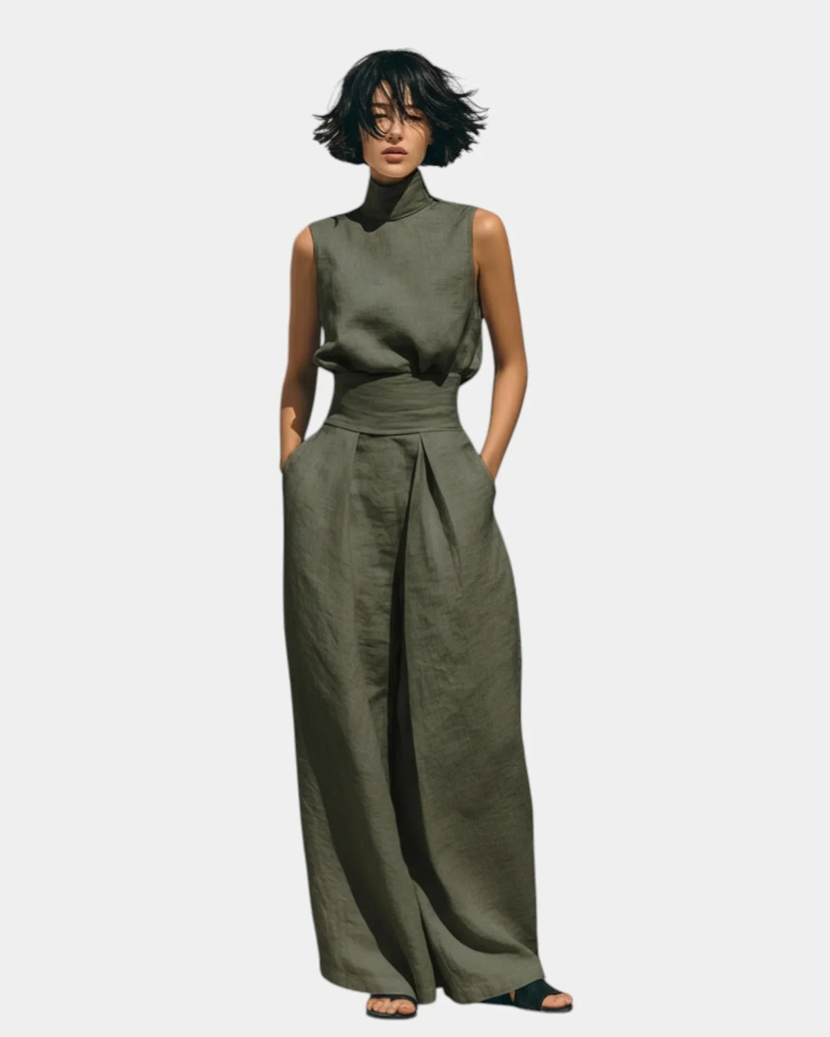 Falyne | Minimalist Tank Top and Wide Leg Pants Set