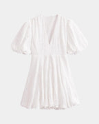 Anastasie | Mini dress with embroidered details and ruffled sleeves