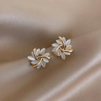 Charlotte | Gold Earrings with Opal Flowers
