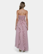 Féodora I Asymmetrical Maxi Dress in Lavender with Ruffles